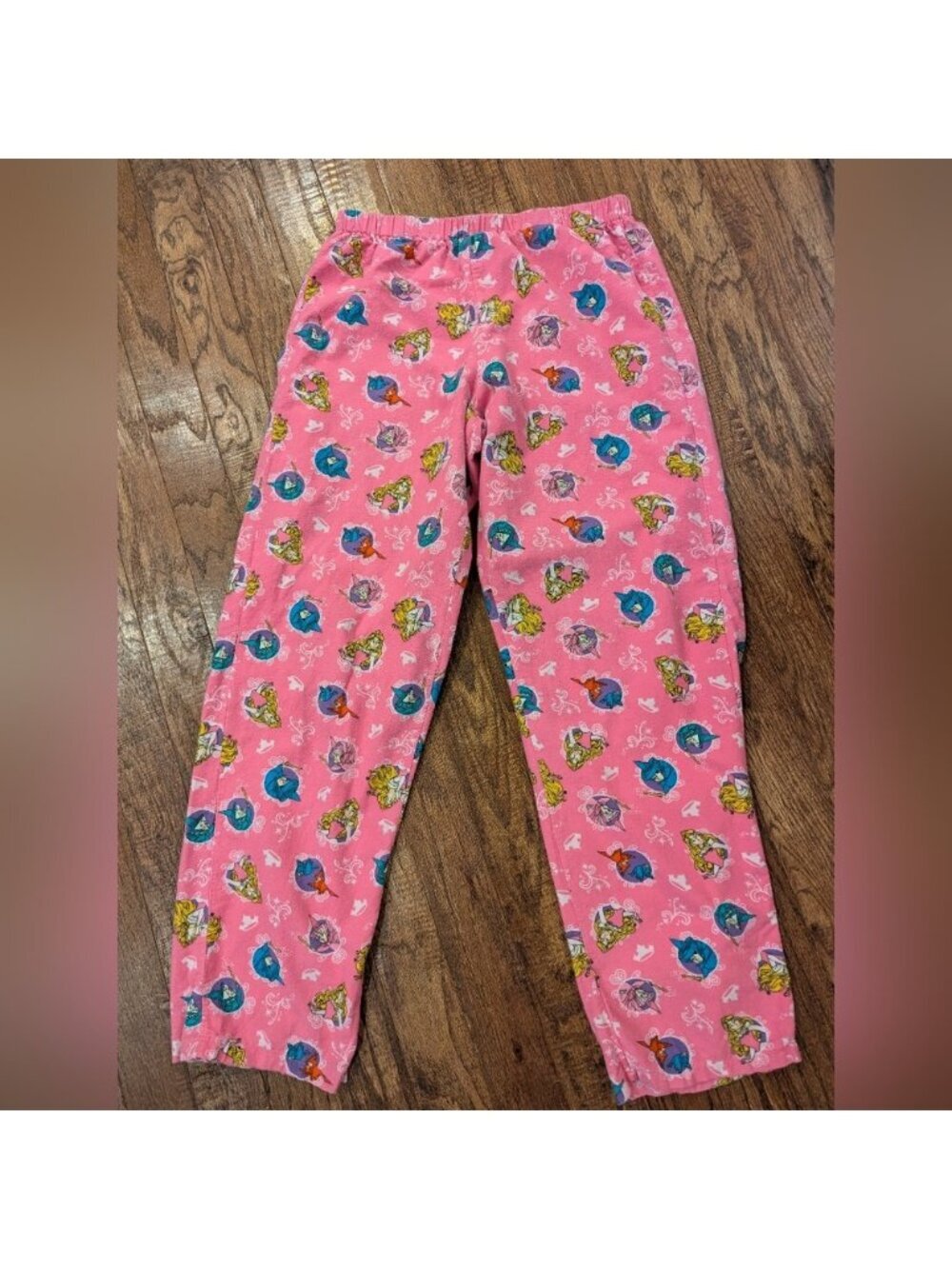 Vintage Disney Sleeping Beauty Fairy Godmother Pink Flannel Pajama Pants Sz M/L - Picture 3 of 3